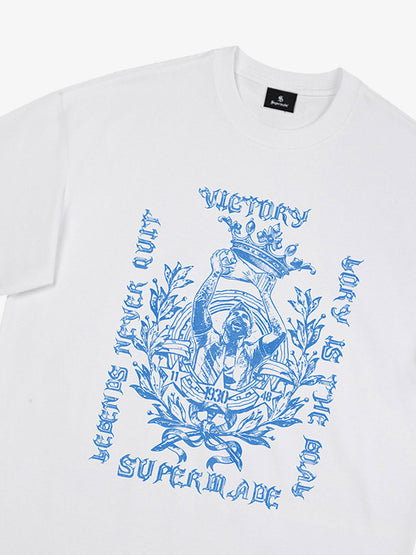 Cotton Graphic Print T-Shirt with Victory Legend Design 