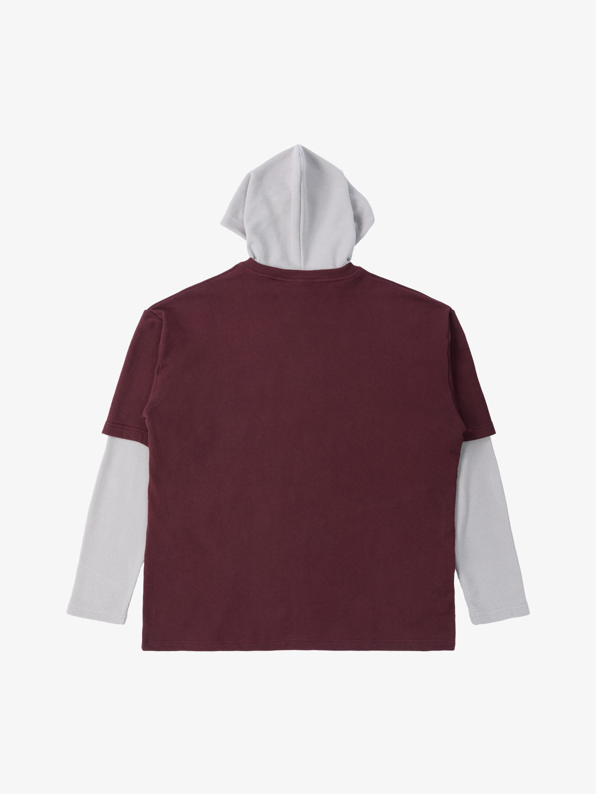 Original Print Faux Two-Piece Hooded Long-Sleeve T-Shirt 