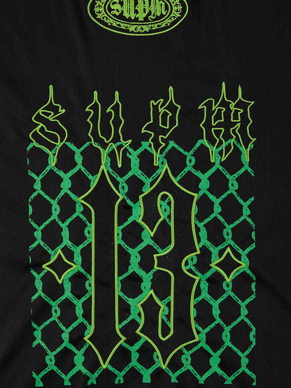 Supermade Color-Blocked V-Neck Embroidered Jersey Short-Sleeved?