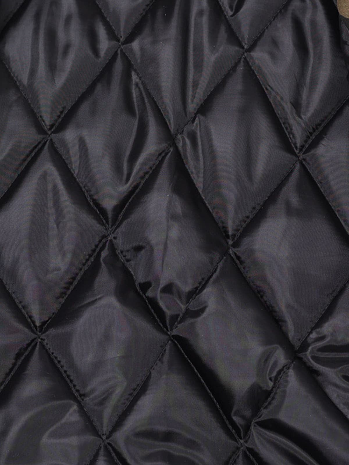 Winter Bomber Jacket with Faux Fur Hood Trim and Embroidered Logo 