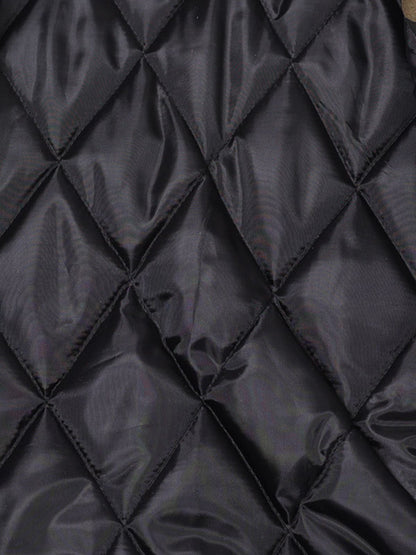 Winter Bomber Jacket with Faux Fur Hood Trim and Embroidered Logo 