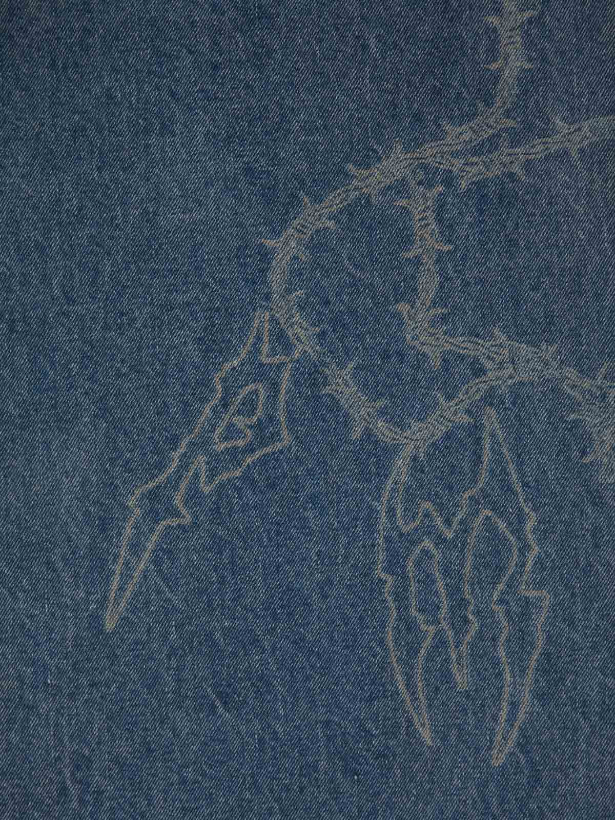 Original Retro Thorn and Key Pattern Laser-Burnout Baggy Jeans 