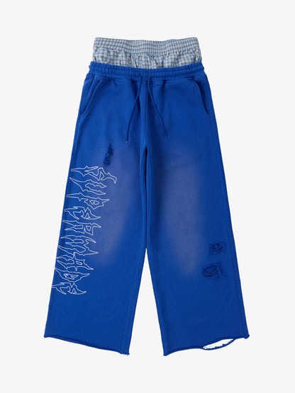 Supermade Vintage Distressed Print Patchwork Sweatshirt Set 