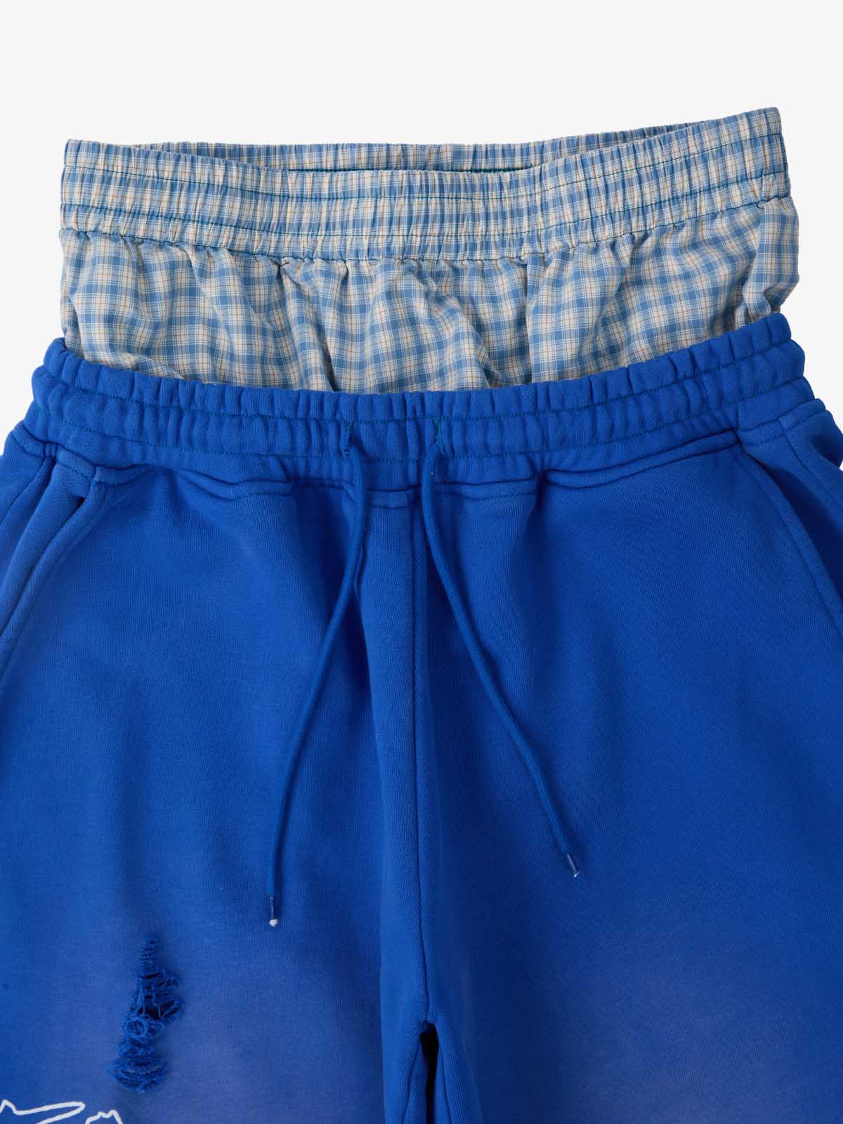 Supermade Vintage Distressed Print Patchwork Sweatshirt Set 