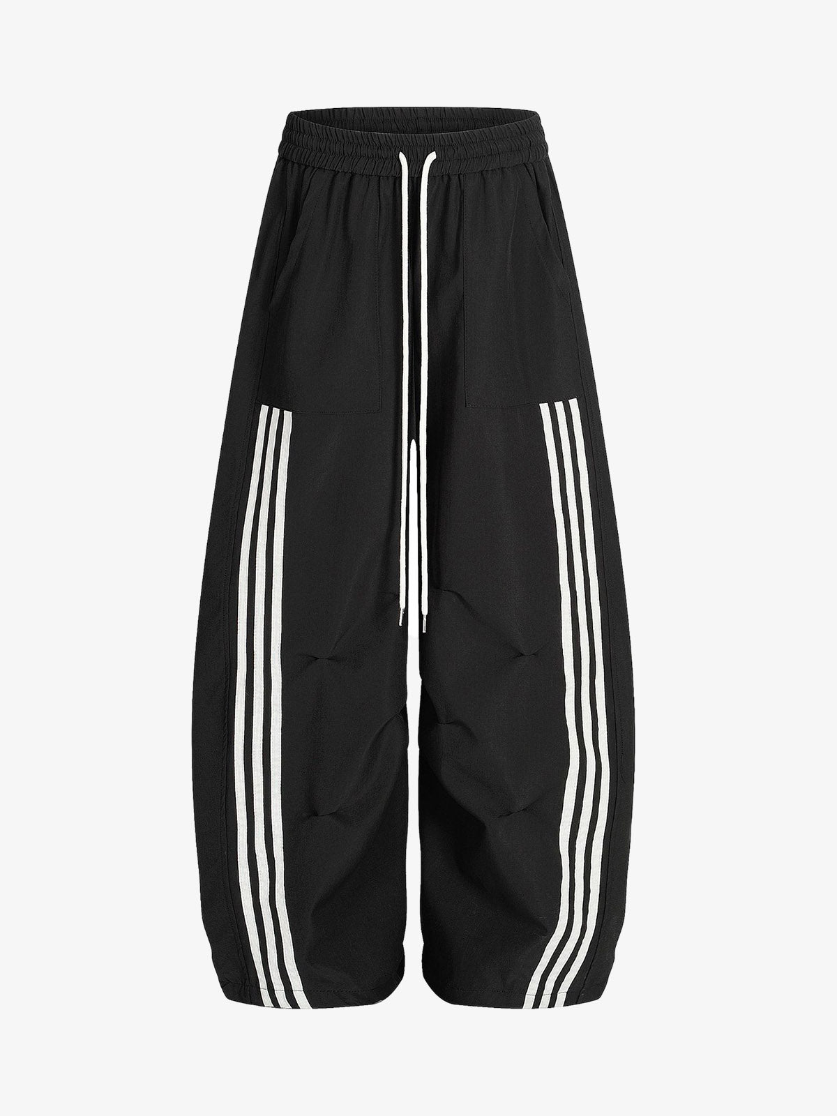 Cotton-Blend Track Suit Set with White Stripes - Oversized Zip-Up Jacket and Wide-Leg Pants?