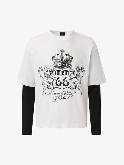 Knight Crest Graphic T-Shirt - Stylish and Comfortable Layered Design for Everyday Wear 