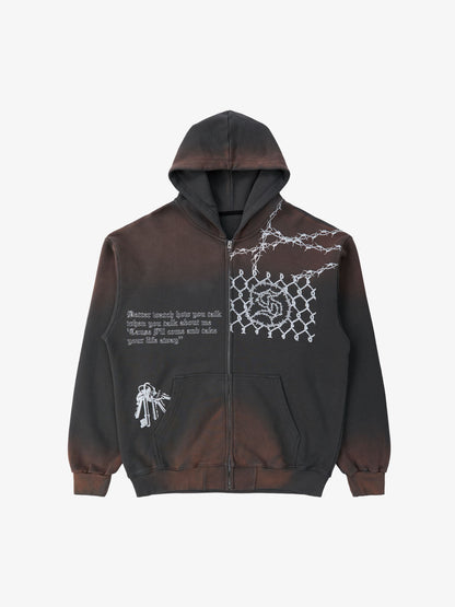 Supermade Vintage Distressed Print Patchwork Sweatshirt Set 