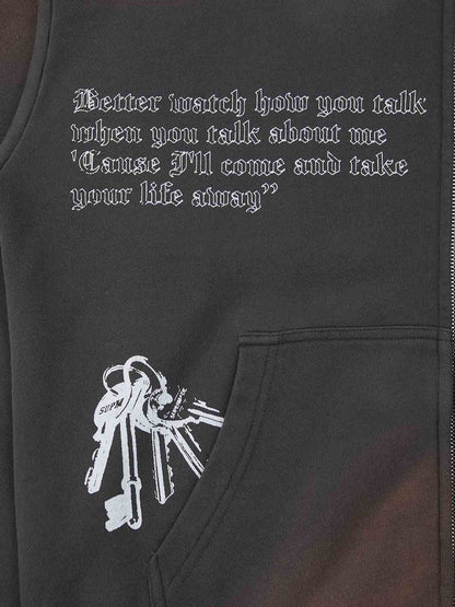 Supermade Vintage Distressed Print Patchwork Sweatshirt Set 