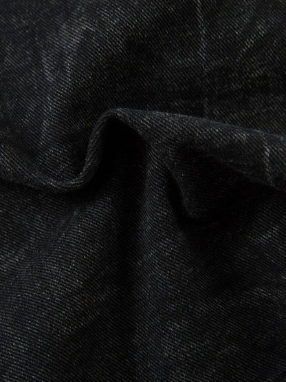 High-Waisted Wide-Leg Denim Pants with Unique Geometric Design 