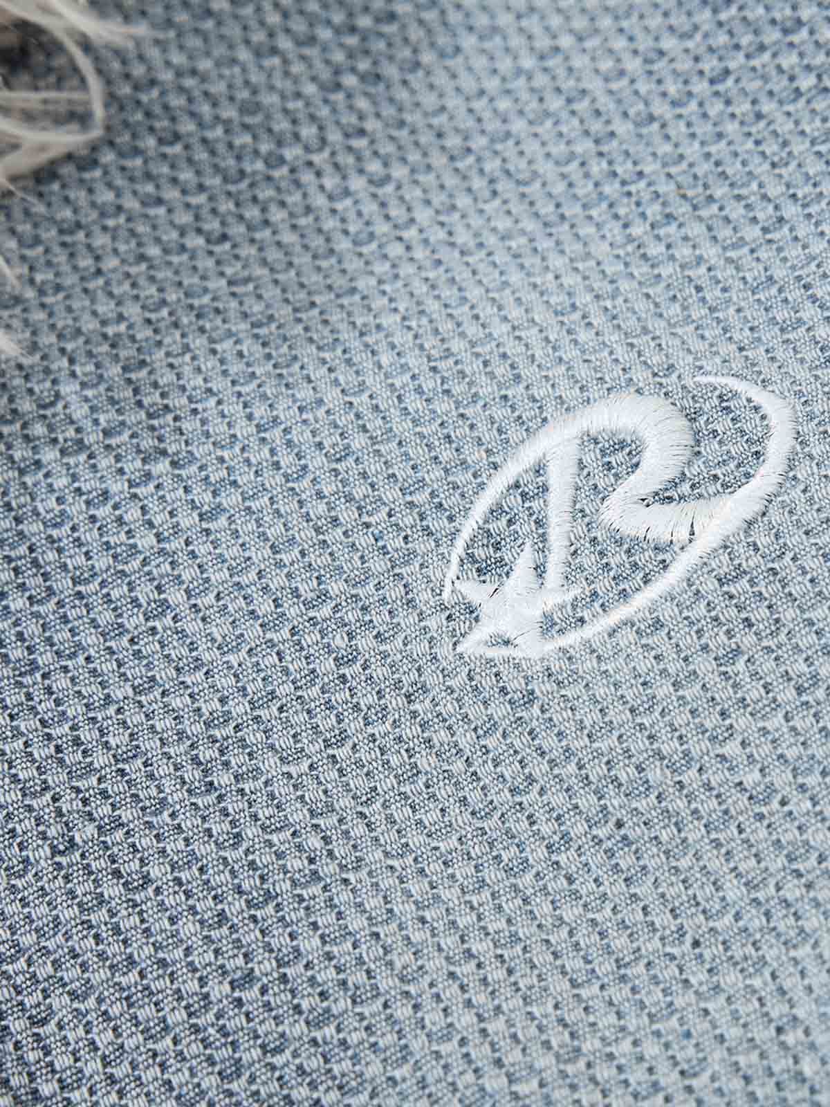 Washed Embroidered Fur-Lined Denim Bomber Jacket