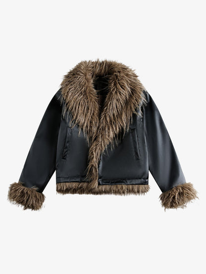 Winter-Ready Corduroy Jacket with Faux Fur Trim for Men 
