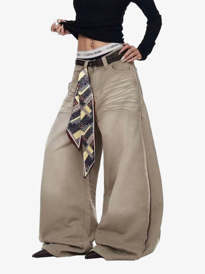 Cotton Wide Leg Pants with Belted Scarf Detail - Comfortable High Waist Culottes for Women 