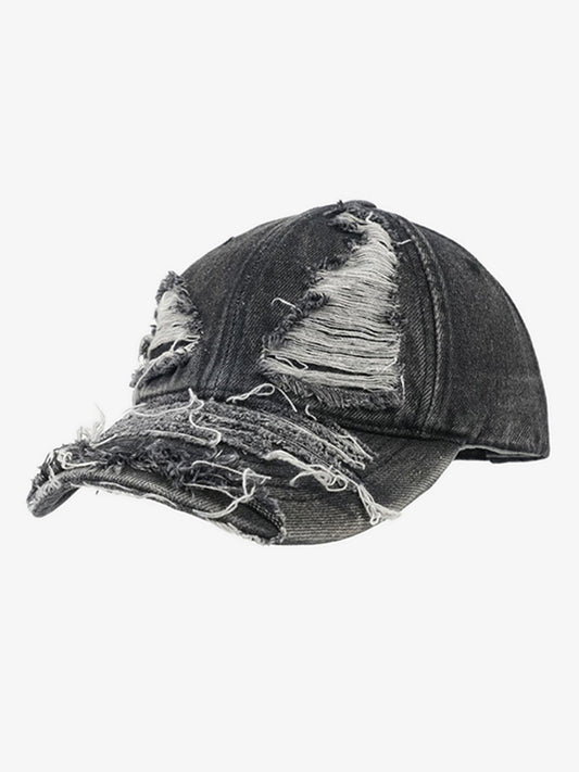 Distressed Denim Baseball Cap for Trendy Looks 
