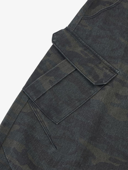 Retro Camo Multi-Pocket Cargo Barrel Pants