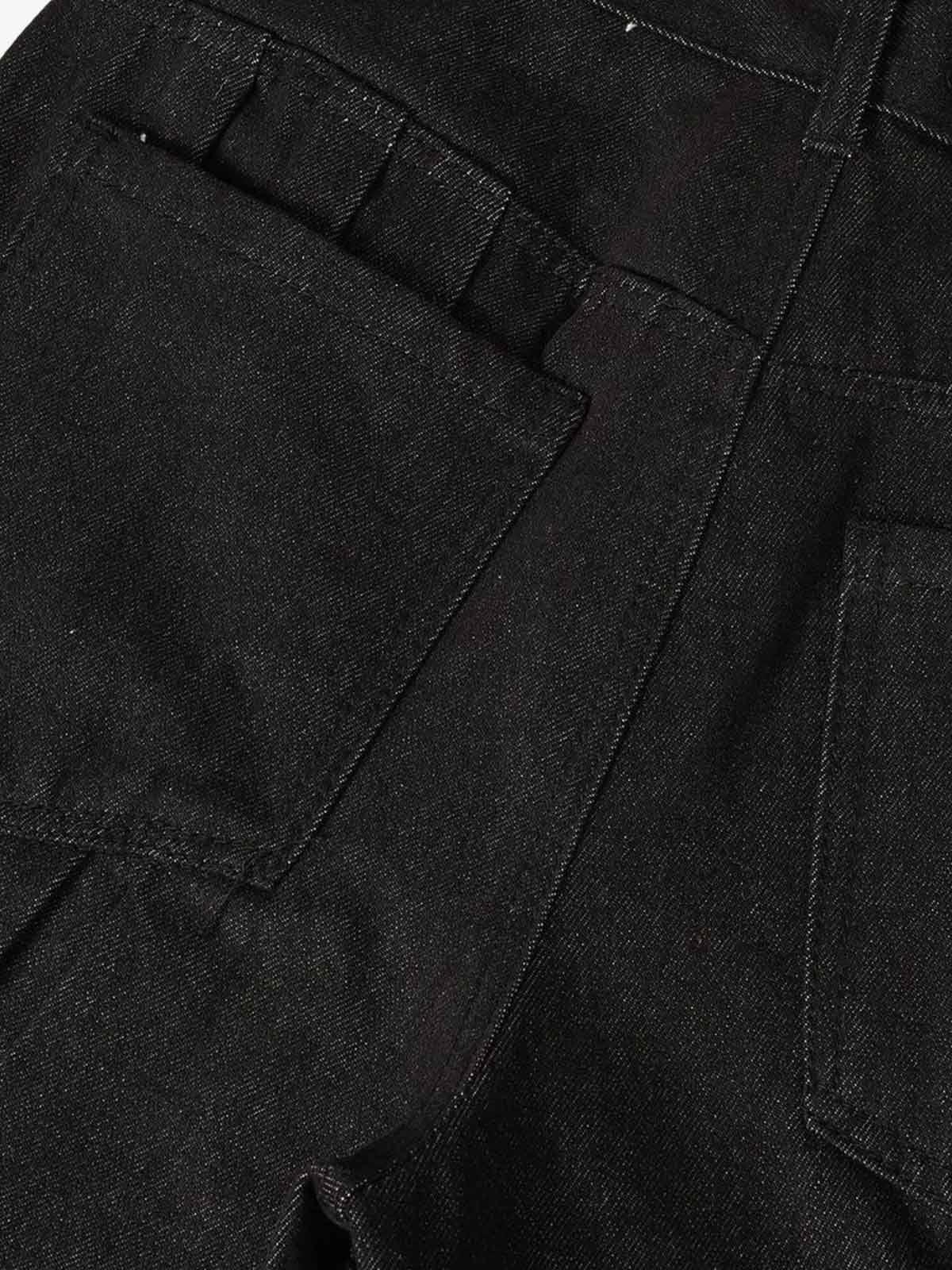 Studded Pleat Wide Leg Denim Jeans