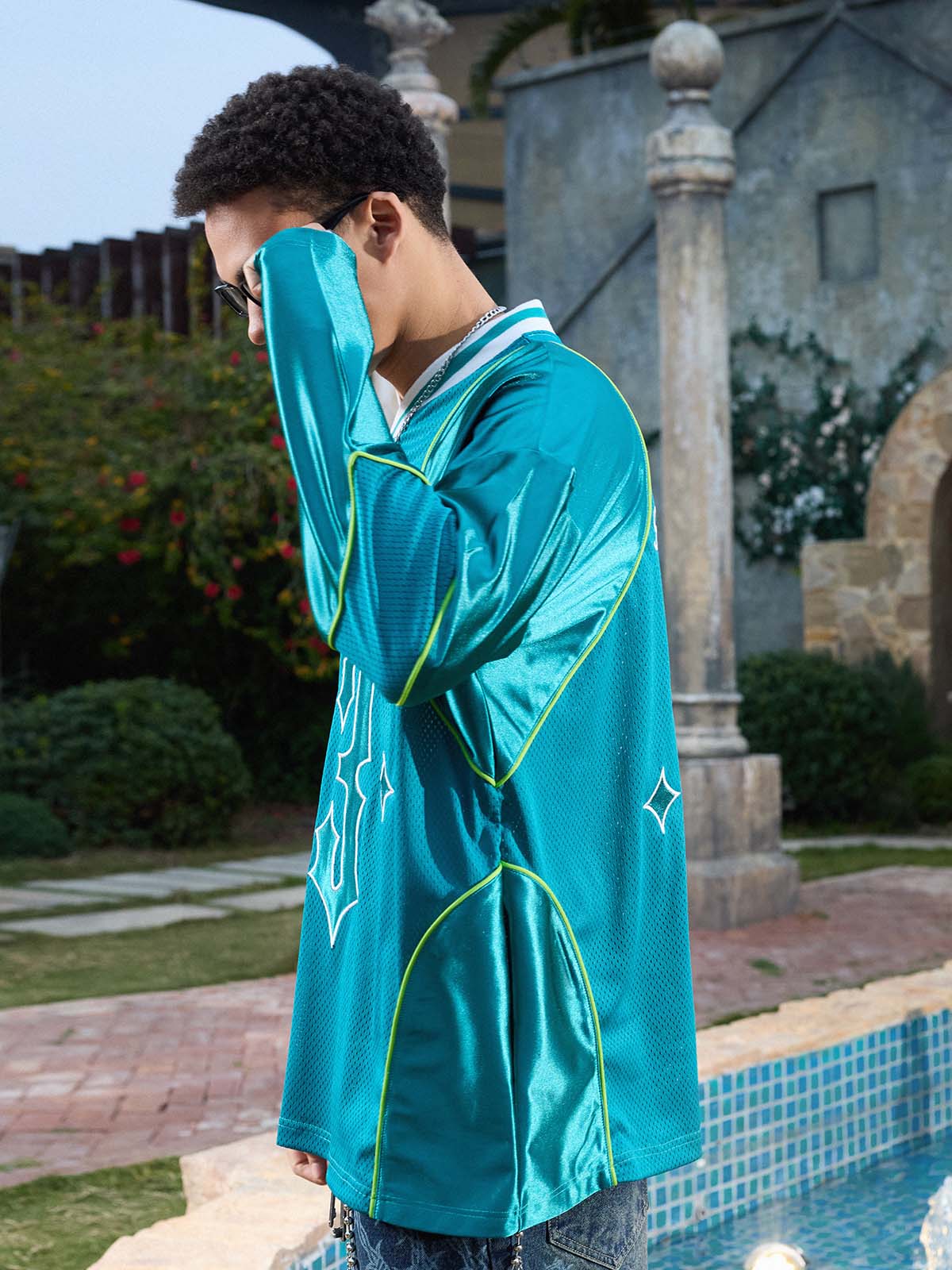 Supermade American Gothic Font Satin Mesh Jersey?