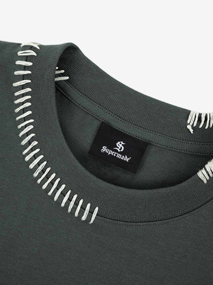 Cotton Oversized T-Shirt with Contrast Stitching and Minimalist Design?
