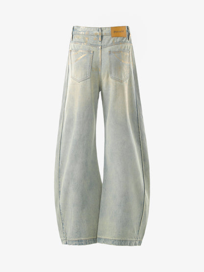 Wide-Leg Denim Trousers with Distressed Details for Everyday Style 