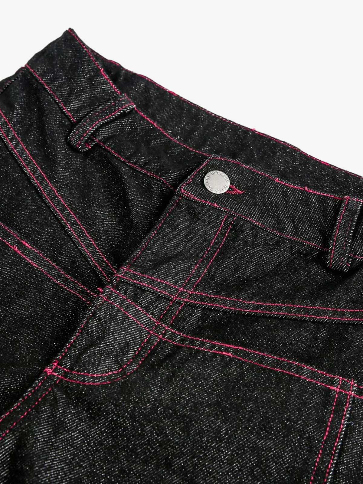 Street Culottes Red Stitching Barrel Jeans 