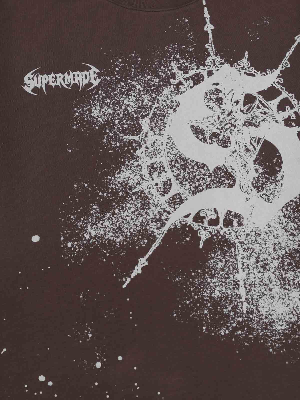 Cotton Washed Slim Fit Long-Sleeve T-Shirt with Splatter Graphic Print and Gothic 3D stereoscopic silicone printing Logo Design?