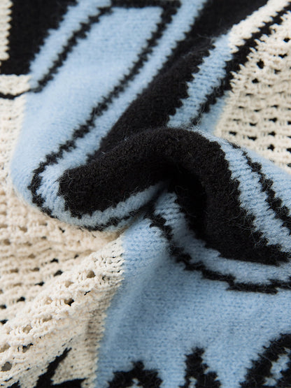 Stylish Contrast Panel Zip-Up Sweater for Casual and Sporty Looks 