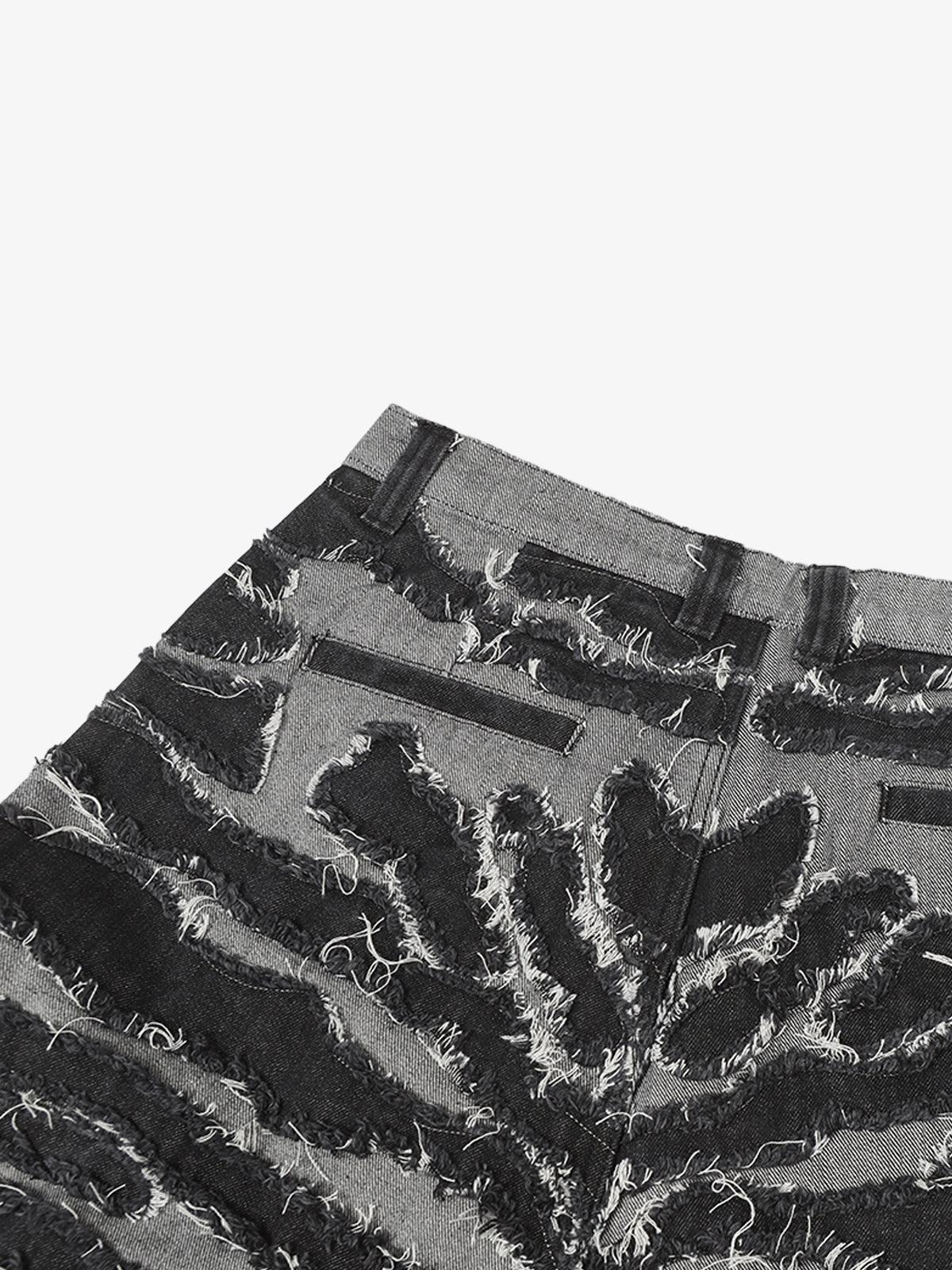 Frayed Zebra Striped Patchwork Wide Leg Jeans 