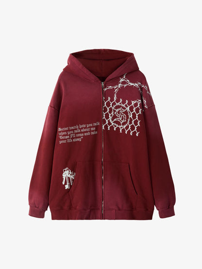 Supermade Vintage Distressed Print Patchwork Sweatshirt Set