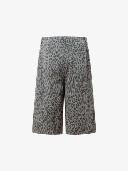 Cotton Leopard Print Bermuda Shorts for Men 