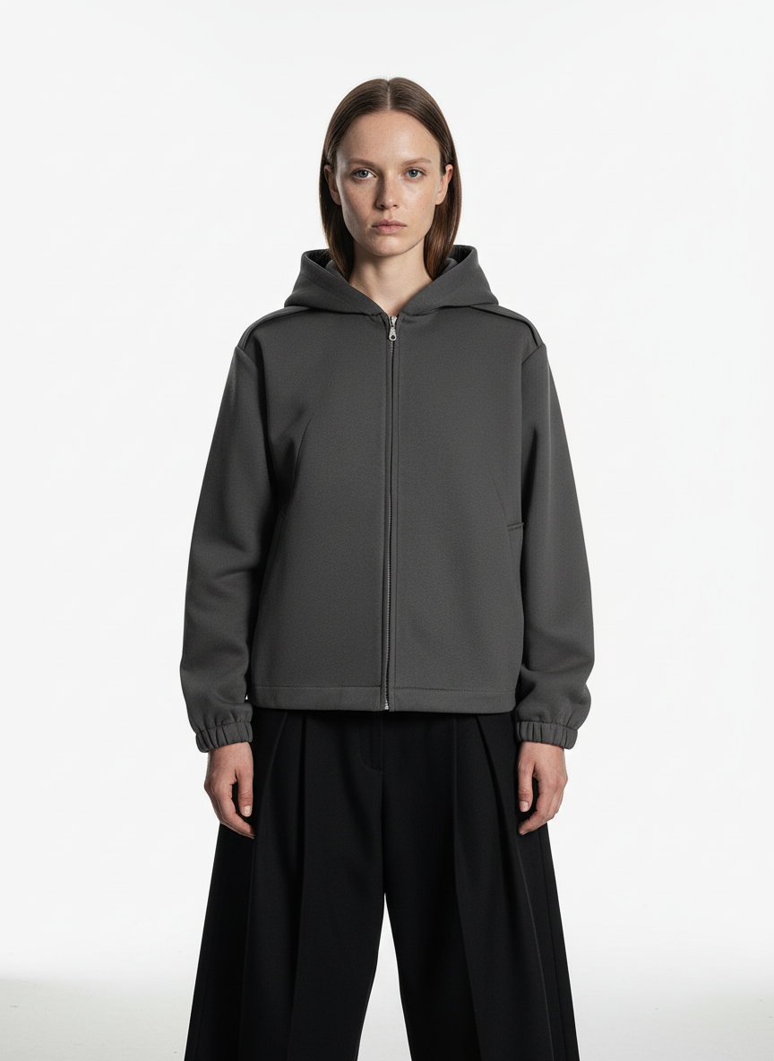 Street Deconstructed Split Zippered Hooded Sweatshirt