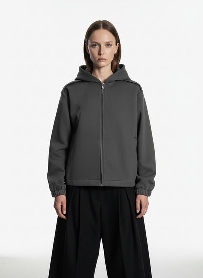 Street Deconstructed Split Zippered Hooded Sweatshirt