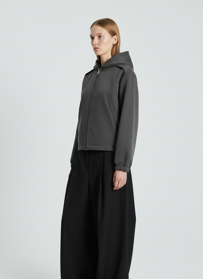 Street Deconstructed Split Zippered Hooded Sweatshirt