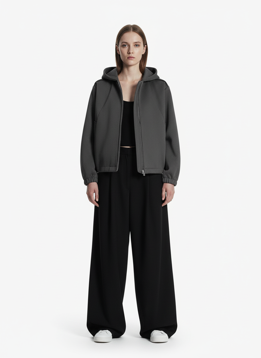 Street Deconstructed Split Zippered Hooded Sweatshirt