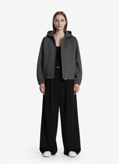 Street Deconstructed Split Zippered Hooded Sweatshirt