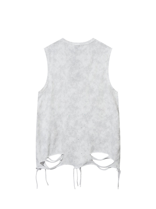 Street Chain Waistcoat Ripped Vest 
