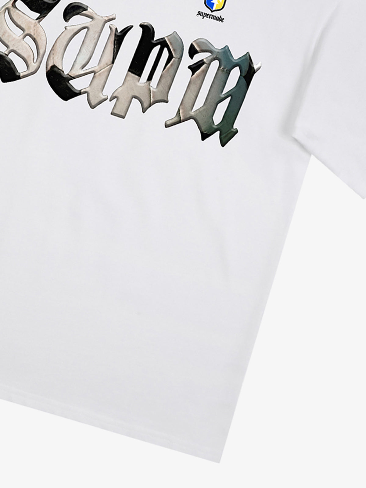 Cotton White Oversized T-Shirt with SUPA Gothic Print and Football Logo Design 