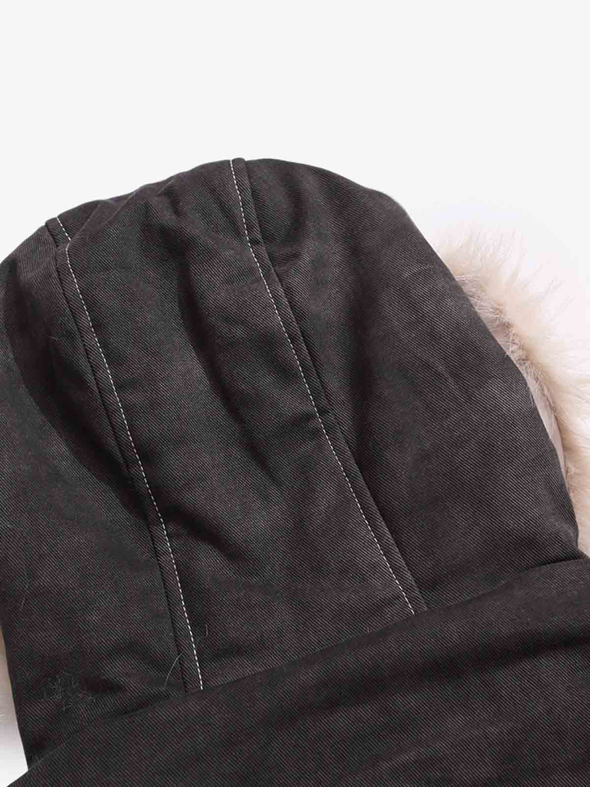 Washed Patchwork Contrast Bomber Jacket 