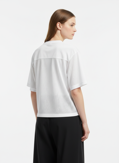 Jersey Letter Print Quick Dry V-neck T-shirt - 2389