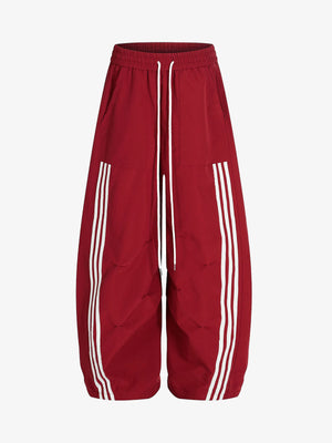 Cotton-Blend Track Suit Set with White Stripes - Oversized Zip-Up Jacket and Wide-Leg Pants?