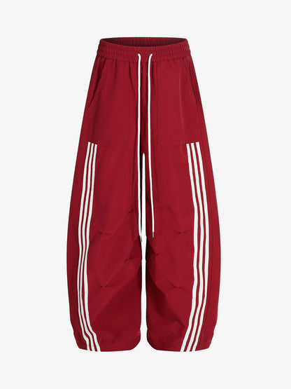 Cotton-Blend Track Suit Set with White Stripes - Oversized Zip-Up Jacket and Wide-Leg Pants?