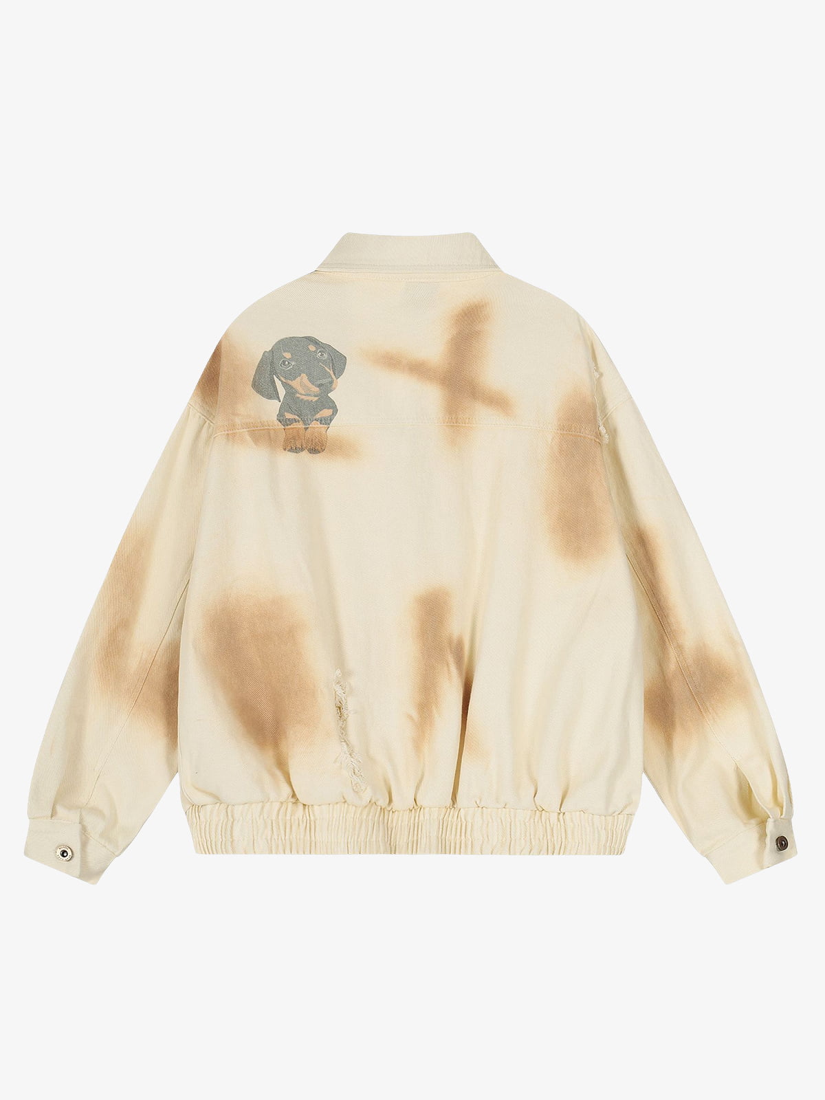 Distressed Graphic Jacket with Unique Dog Illustrations 