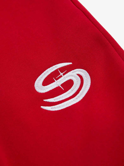 Gothic Letter Cross Embroidery Zip Up Hoodie and Sweatpants Set