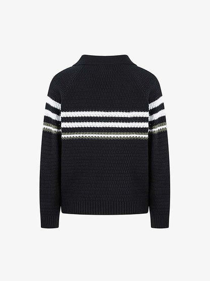 Striped Polo Sweater for Men - Stylish and Comfortable Knitwear 