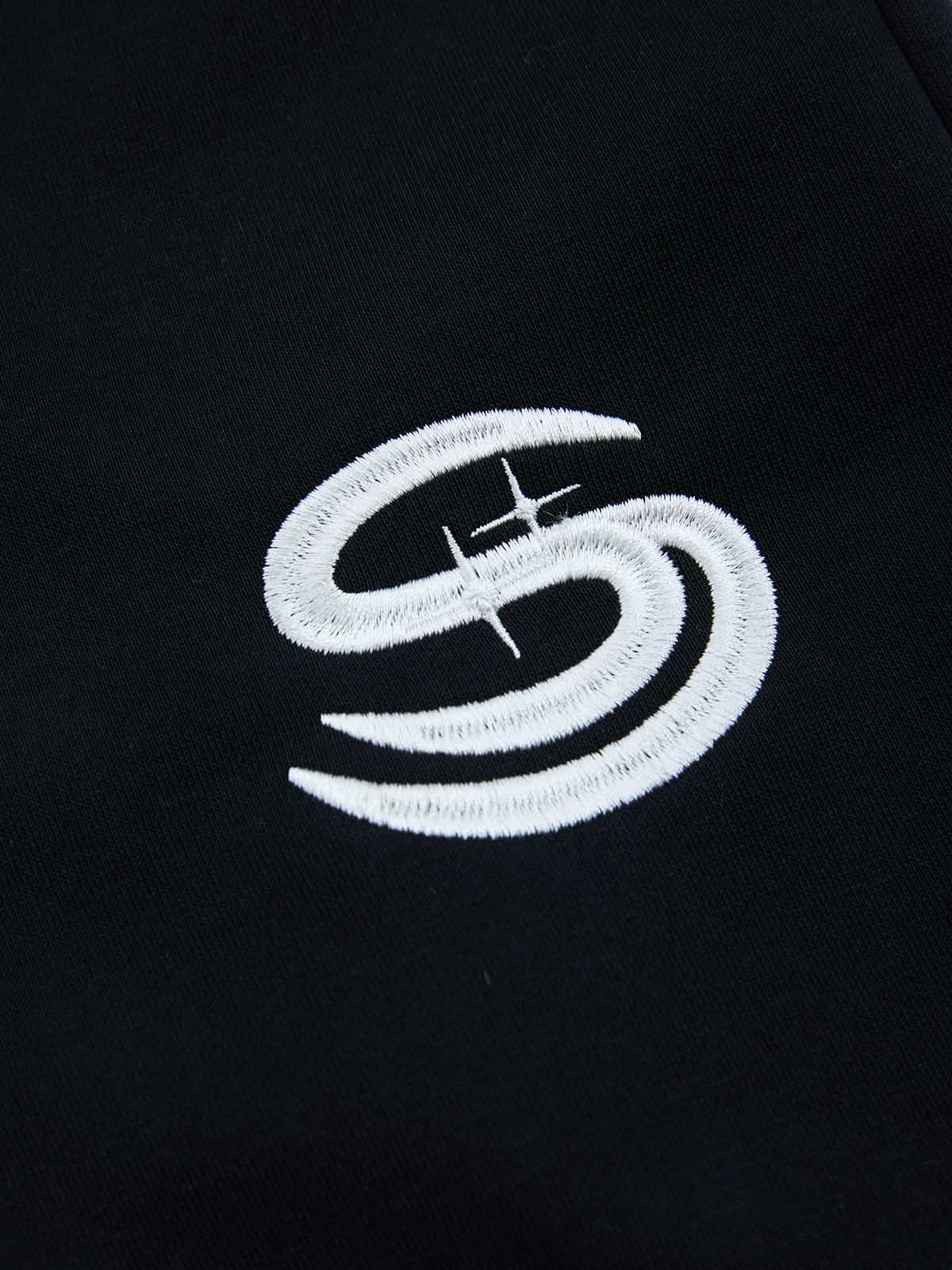 Gothic Letter Cross Embroidery Zip Up Hoodie and Sweatpants Set