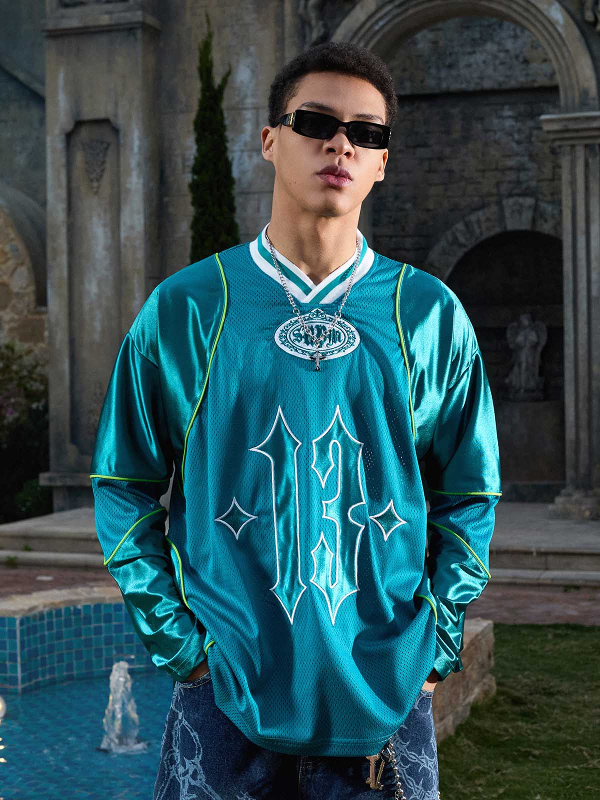 Supermade American Gothic Font Satin Mesh Jersey?