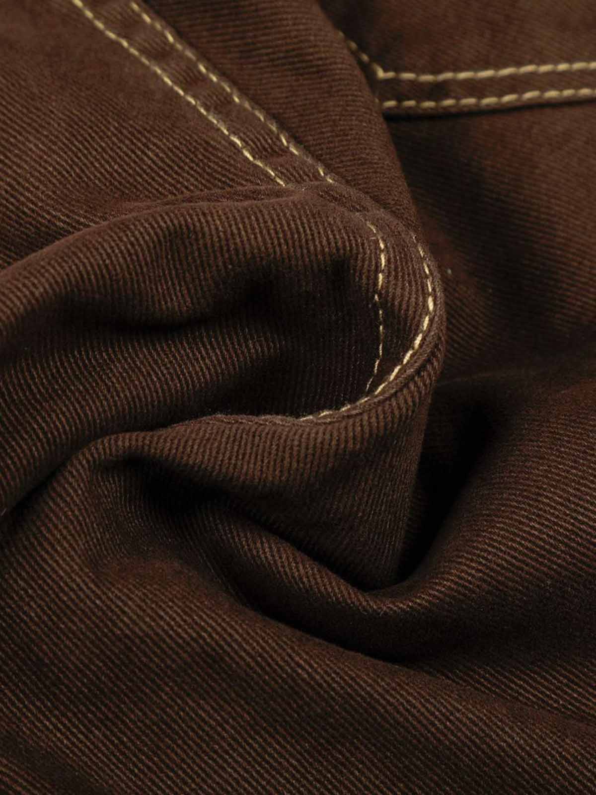 Cotton Wide-Leg Brown Trousers with Bandana Tie Waist Detail 