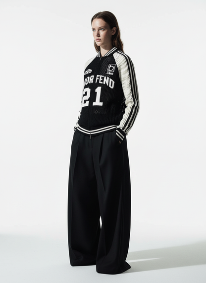 Hollow Knit Sports Zipper Racing Jacket