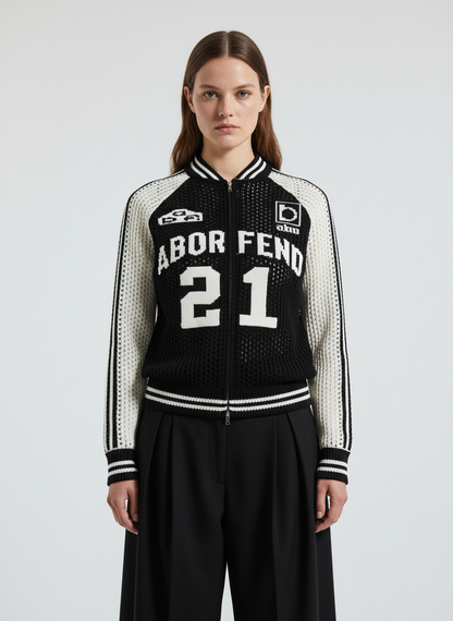 Hollow Knit Sports Zipper Racing Jacket