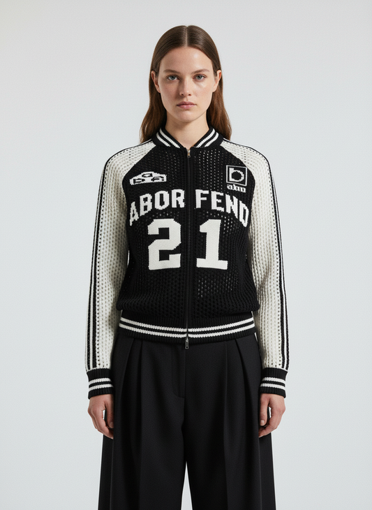 Hollow Knit Sports Zipper Racing Jacket