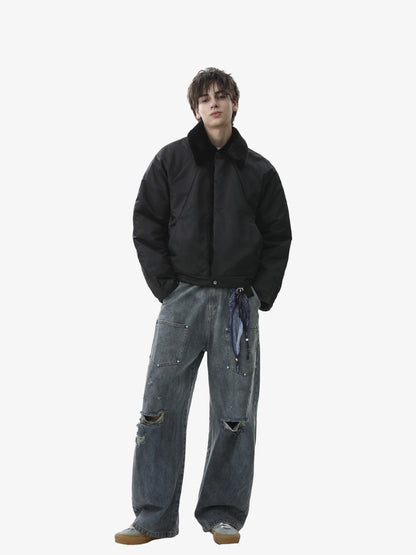 Stylish Winter Bomber Jacket with Faux Fur Collar - Perfect for Cold Weather 