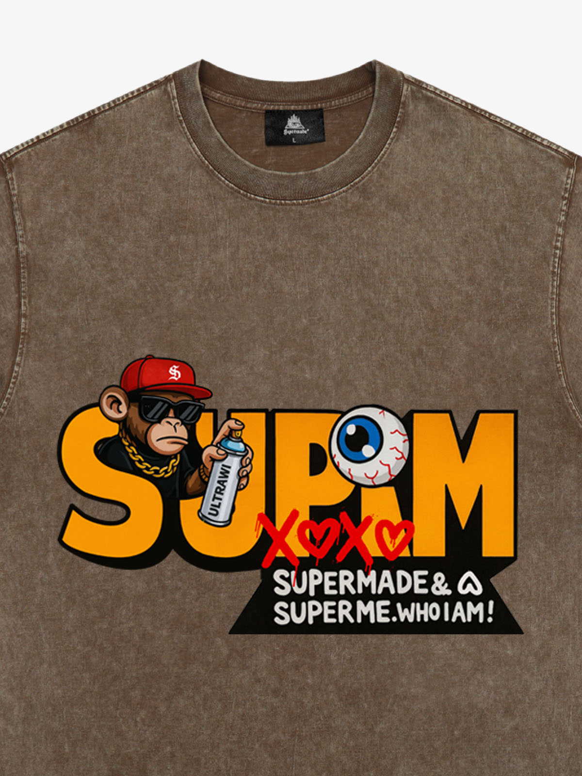 Supermade Trendy Hip-Hop Monkey Graffiti Font T-Shirt 